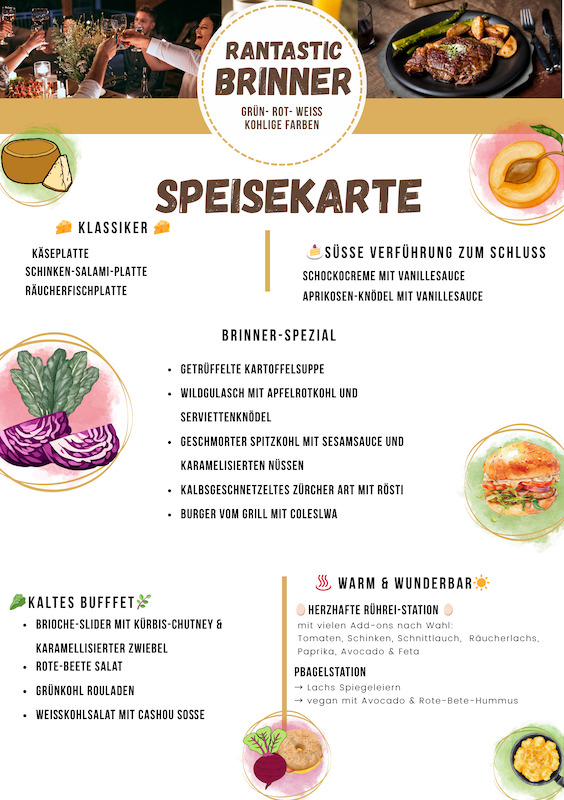 Rantastic Brinner – Breakfast meets Dinner- Grün- Rot- Weiß - Kohlige Farben auf dem Büffet